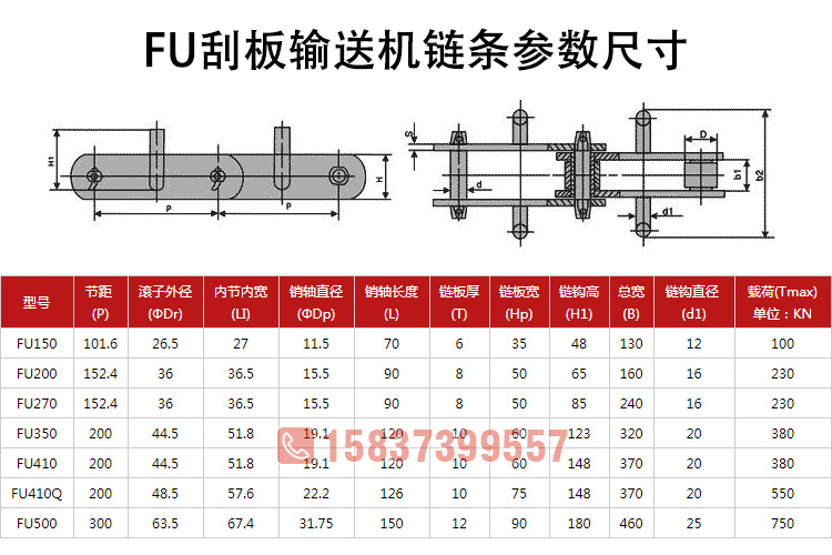 FU刮板輸送機(jī)鏈條技術(shù)參數(shù)